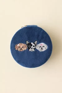 Puppy Embroidered Velvet Jewelry Case
