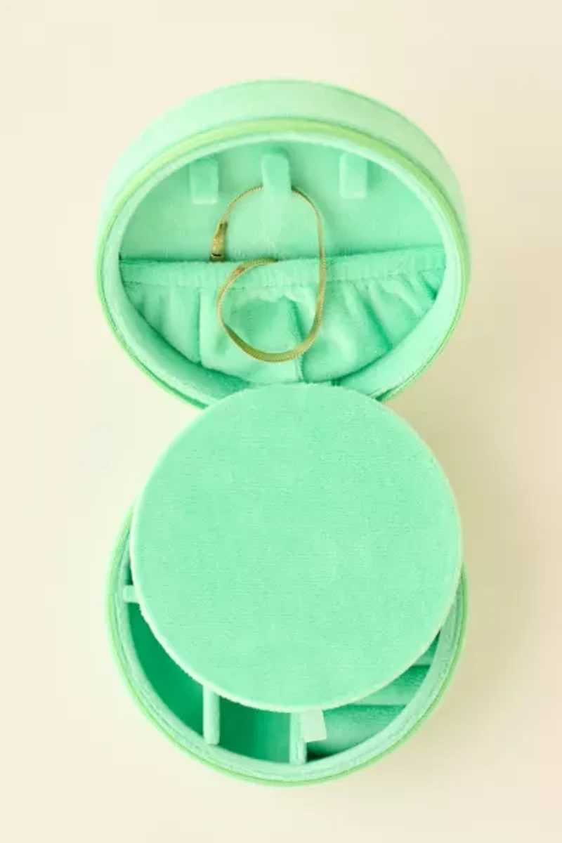 Kitty Cat Embroidered Velvet Travel Jewelry Case