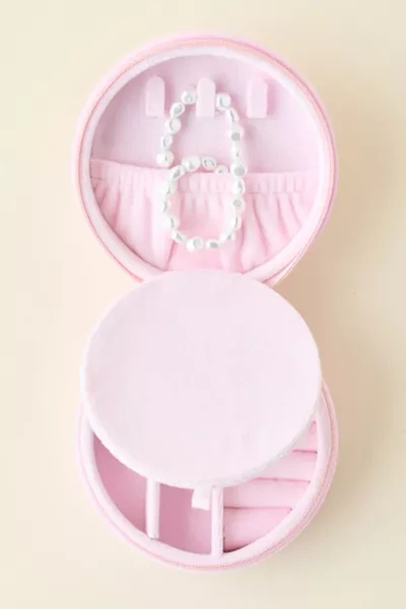 Rose Embroidered Velvet Travel Jewelry Case