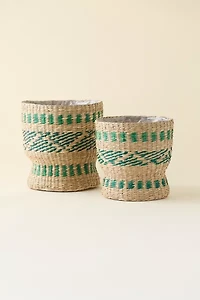 Rattan Seagrass Plant Holder Set
