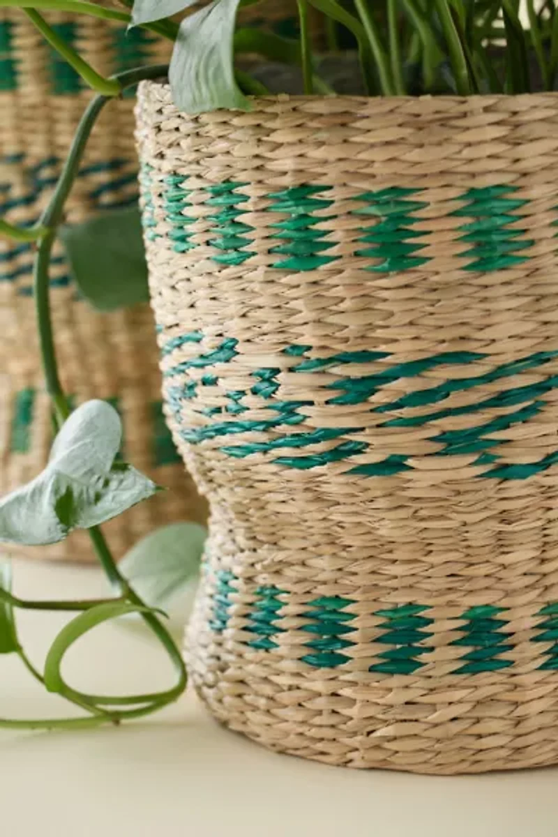 Rattan Seagrass Plant Holder Set