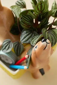 Dog Shaped Two-Section Ceramic Planter