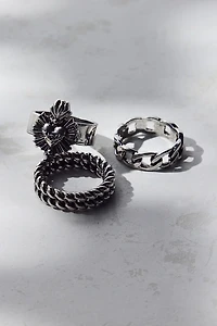 Kinetic Heart Chunky Ring Set