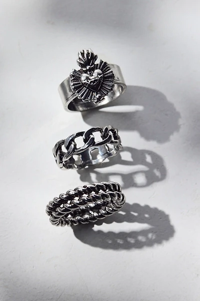 Kinetic Heart Chunky Ring Set