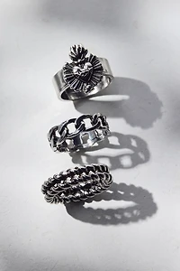 Kinetic Heart Chunky Ring Set