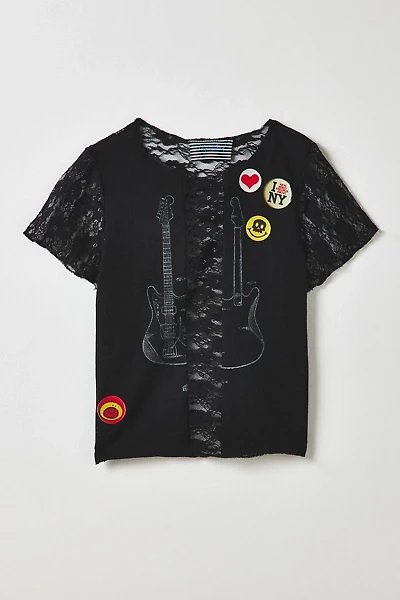 Vintage By My Grrl Lace Patchwork Band Graphic Tee