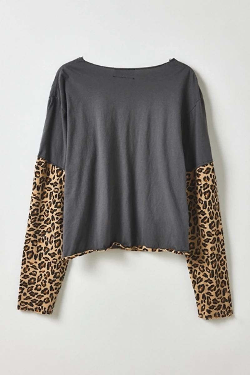 Vintage By My Grrl Black Sabbath Graphic Leopard Layered Long Sleeve Tee