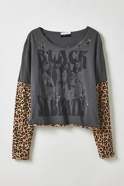 Vintage By My Grrl Black Sabbath Graphic Leopard Layered Long Sleeve Tee
