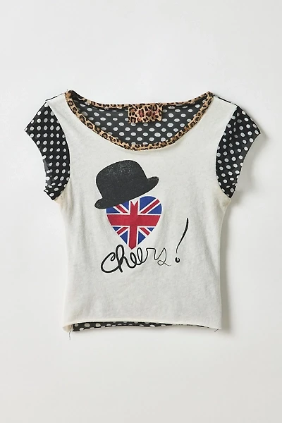 Vintage By My Grrl Cheers Luv Graphic Patchwork Baby Tee