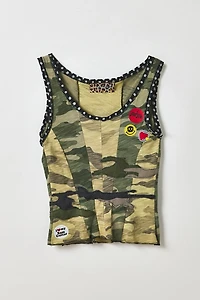Vintage By My Grrl Spliced Camo Icon Graphic Tank Top
