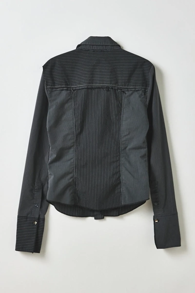 Vintage By My Grrl Spliced Stripe Button-Down Shirt