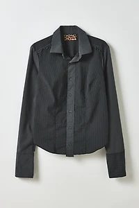 Vintage By My Grrl Spliced Stripe Button-Down Shirt