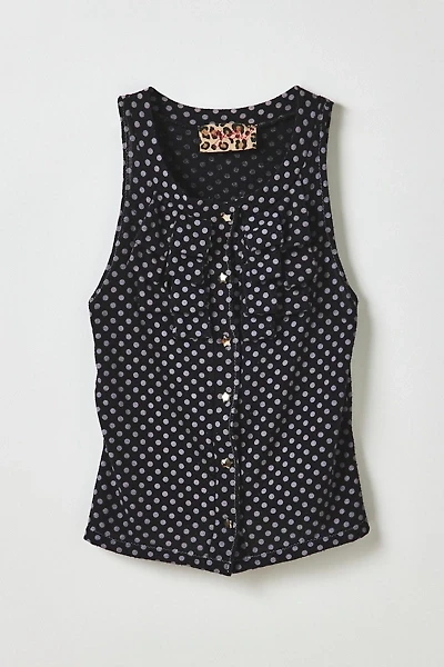 Vintage By My Grrl Ruffle Polka Dot Vest Top