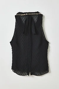 Vintage By My Grrl Sheer Swiss Dot Studded Sleeveless Blouse