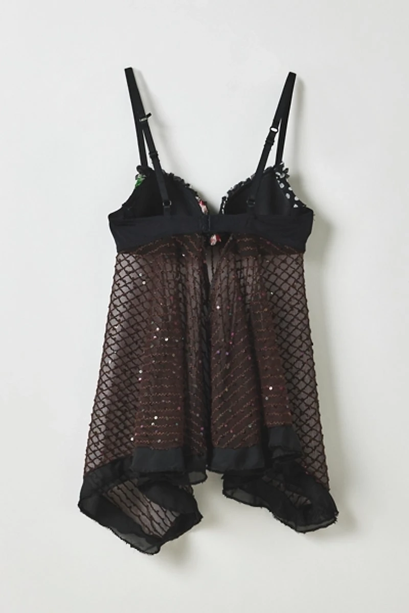 Vintage By My Grrl Sequin Beaded Swing Babydoll Tank Top