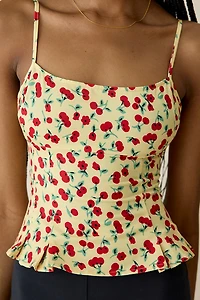 Kimchi Blue Good Luck Cherry Land Peplum Cami