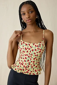 Kimchi Blue Good Luck Cherry Land Peplum Cami