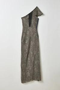 Vintage By My Grrl Sheer Chainmail Mesh One-Shoulder Maxi Dress