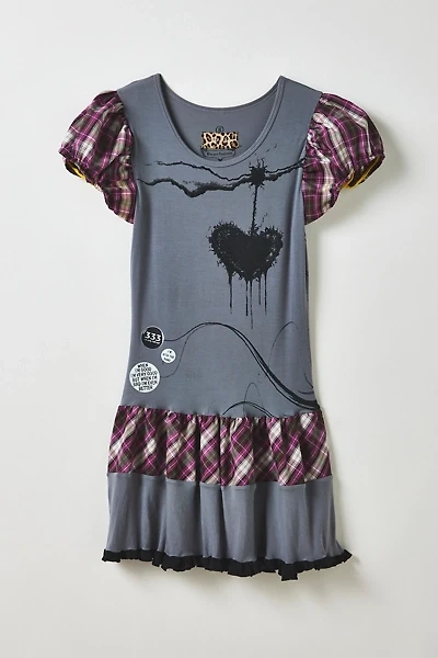 Vintage By My Grrl Graphic Patchwork Plaid Mini Dress