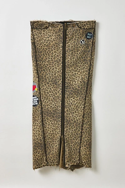 Vintage By My Grrl Leopard Print Zippered Maxi Skirt