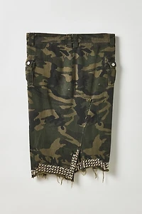 Vintage By My Grrl Bratty Studded Camo Midi Skirt