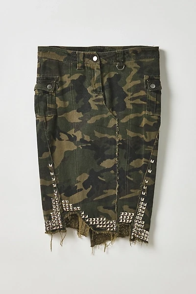 Vintage By My Grrl Bratty Studded Camo Midi Skirt