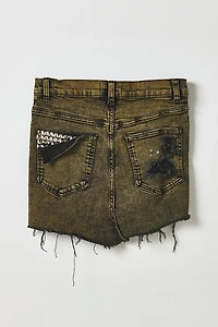 Vintage By My Grrl Studded Tinted Denim Mini Skirt