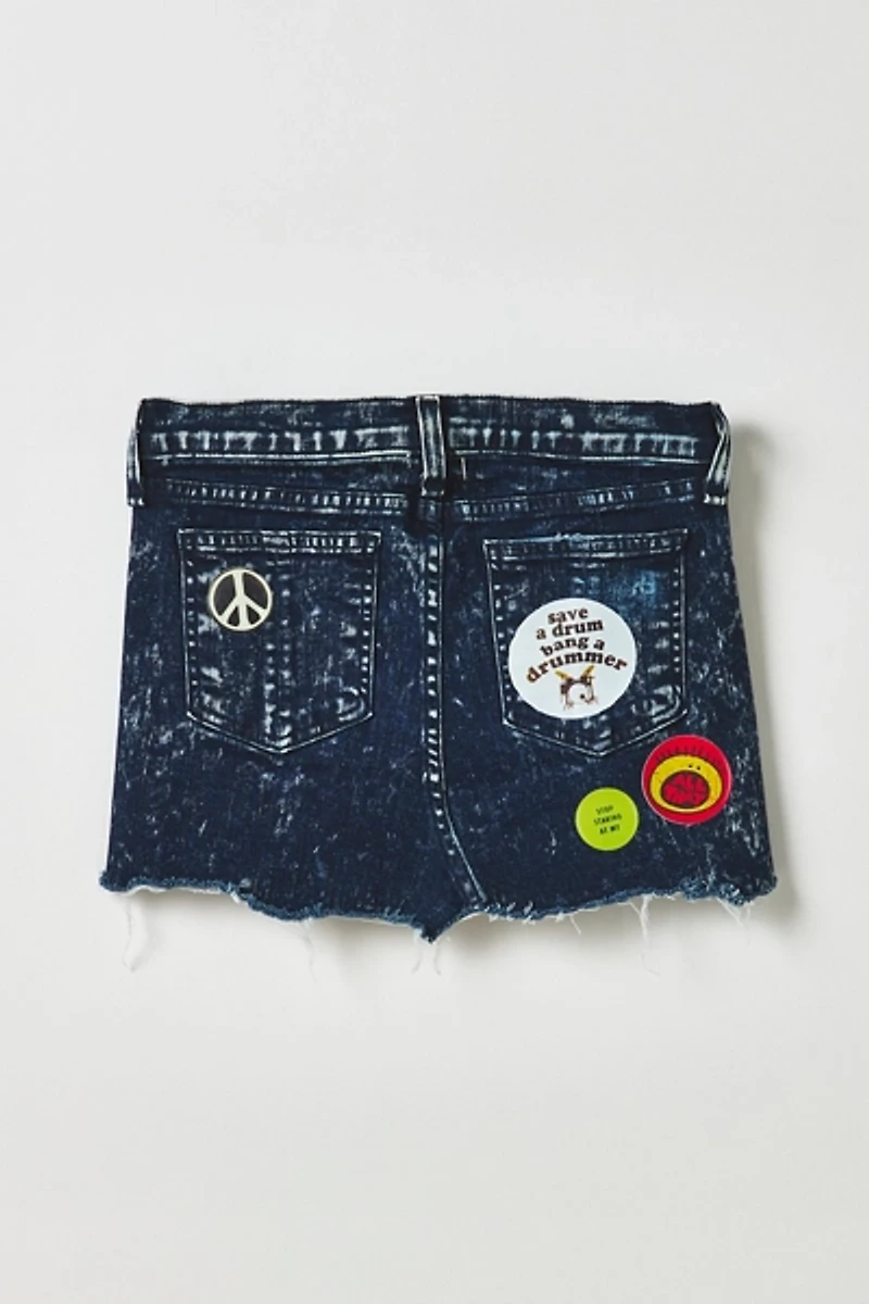 Vintage By My Grrl Icon Graphic Acid Wash Denim Mini Skirt