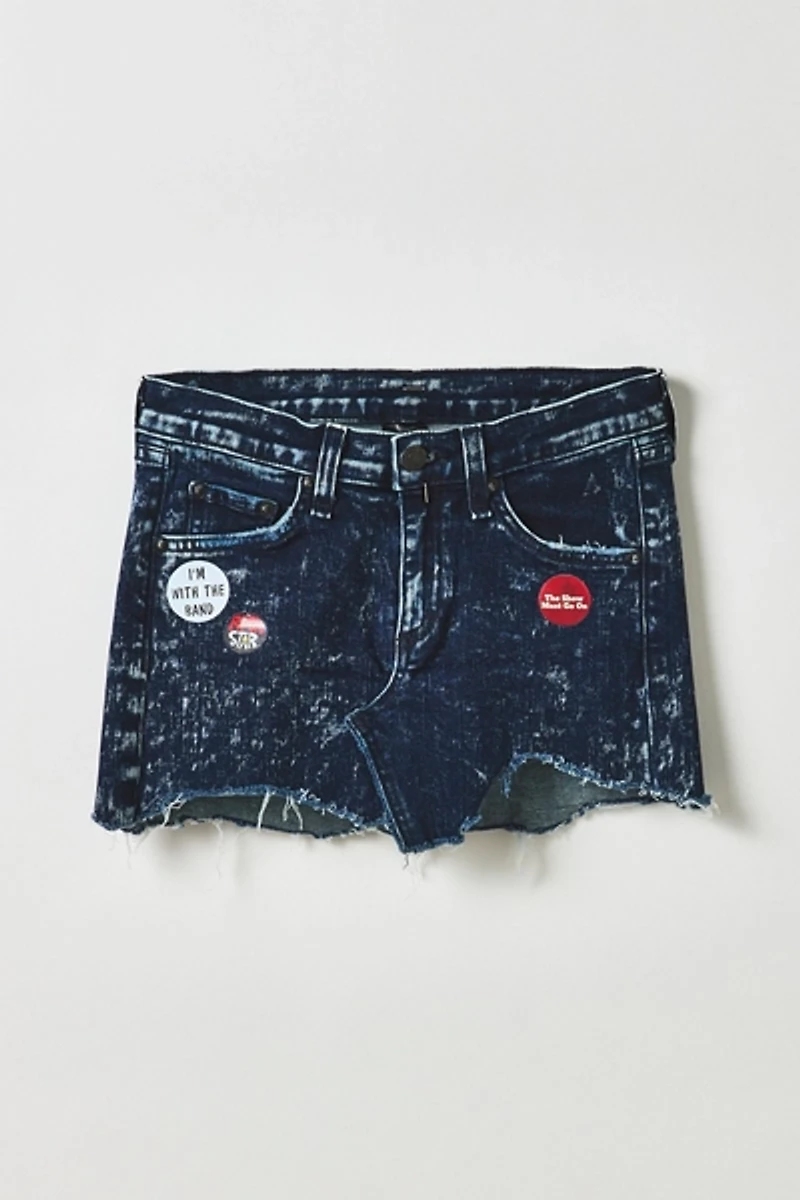 Vintage By My Grrl Icon Graphic Acid Wash Denim Mini Skirt