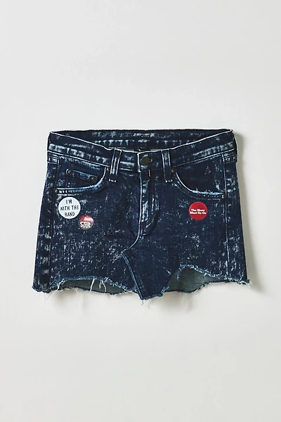 Vintage By My Grrl Icon Graphic Acid Wash Denim Mini Skirt