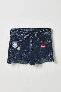 Vintage By My Grrl Icon Graphic Acid Wash Denim Mini Skirt