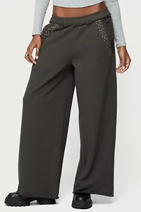 Edikted Wrenn Studded Wide Leg Sweatpants