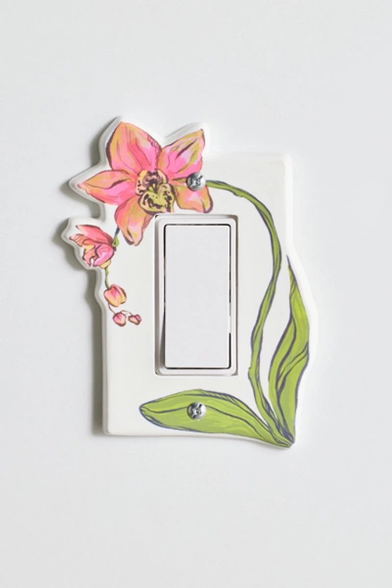 Orchid Flower Resin Switch Plate