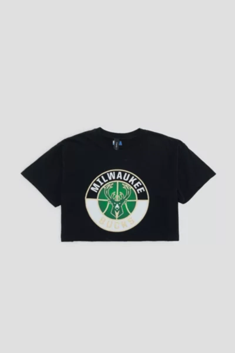 Frankie Collective Rework Milwaukee Bucks Crop Tee