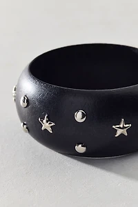 Stardust Studded Wooden Bangle Bracelet