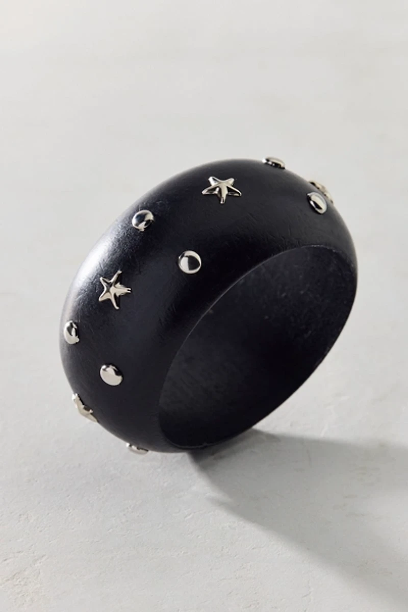 Stardust Studded Wooden Bangle Bracelet