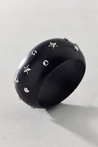 Stardust Studded Wooden Bangle Bracelet