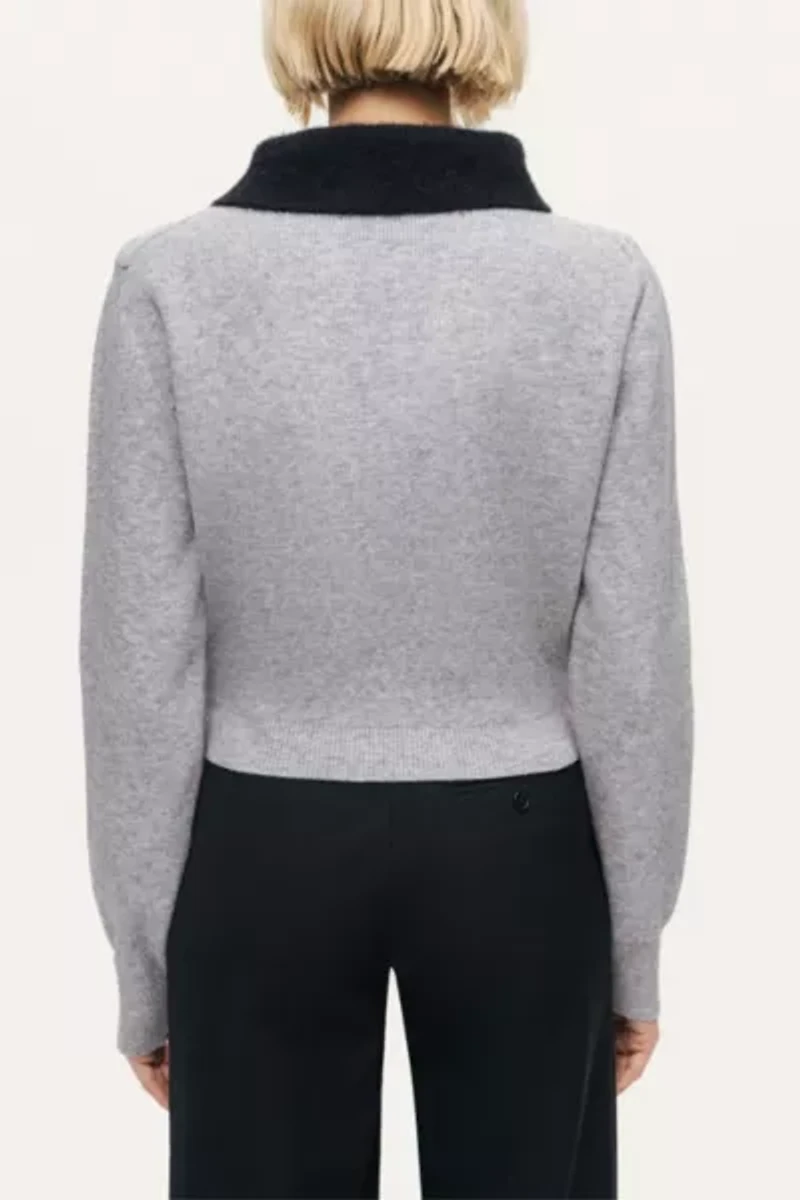 Nocturne Contrast Collar Keyhole Knit Sweater