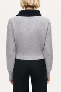 Nocturne Contrast Collar Keyhole Knit Sweater