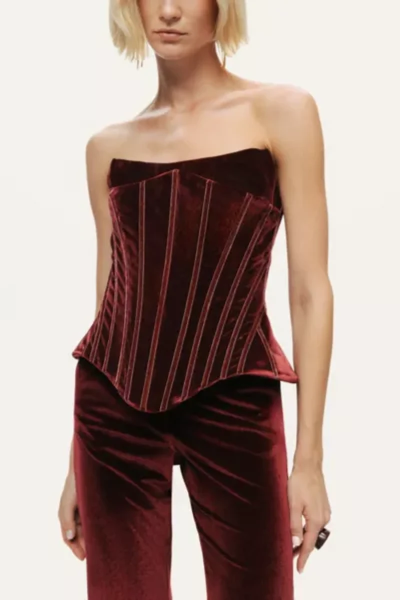 Nocturne Structured Velvet Corset Top