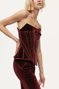 Nocturne Structured Velvet Corset Top