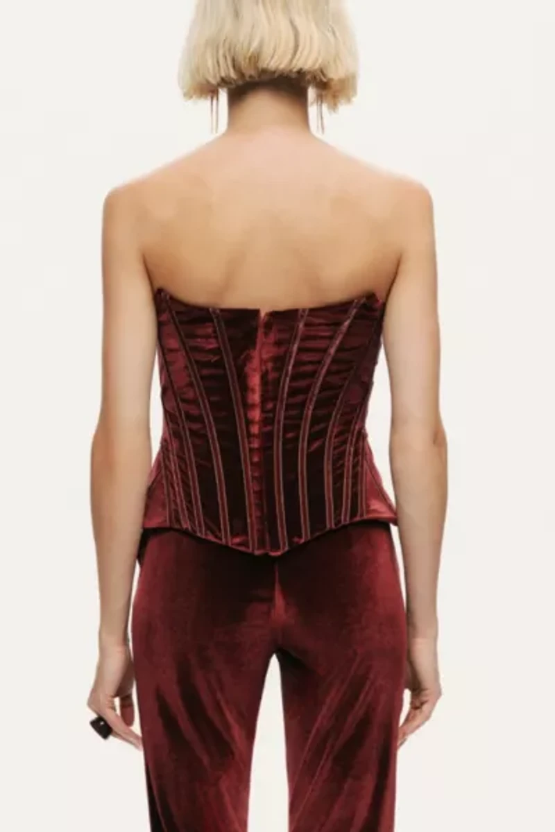 Nocturne Structured Velvet Corset Top