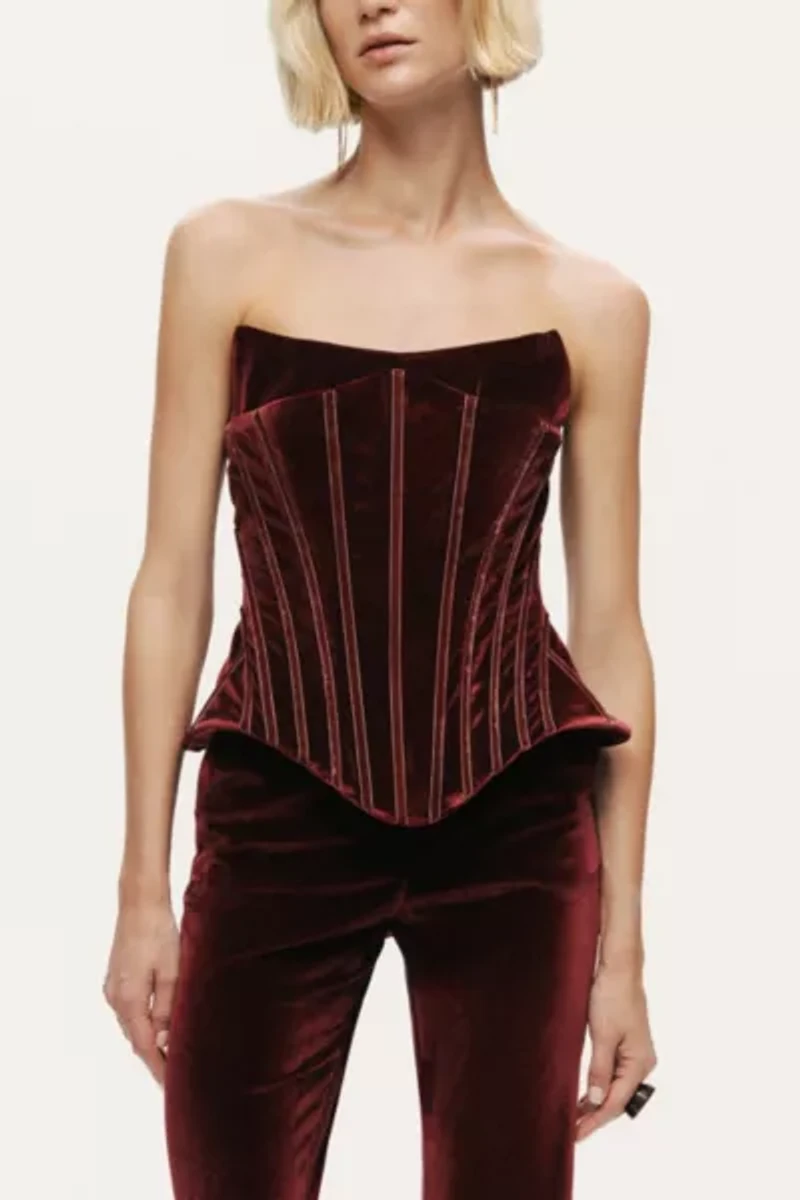Nocturne Structured Velvet Corset Top