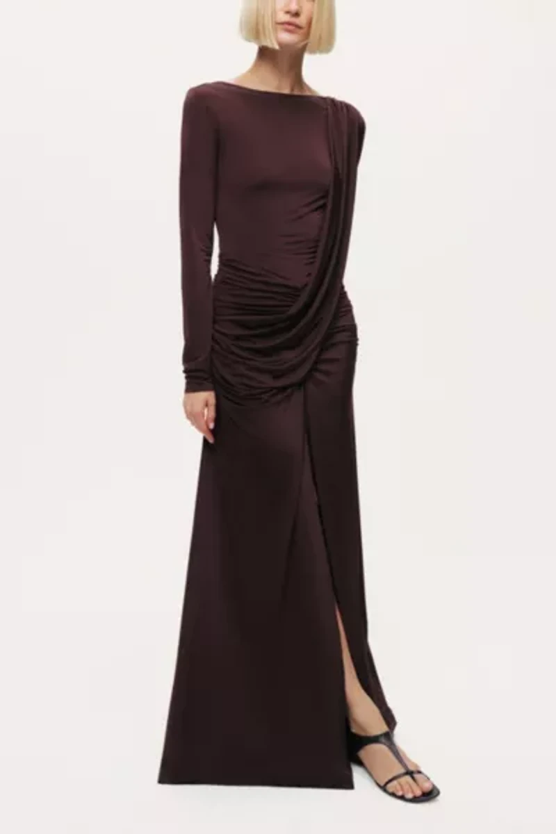 Nocturne Asymmetric Draped Open-Back Dress