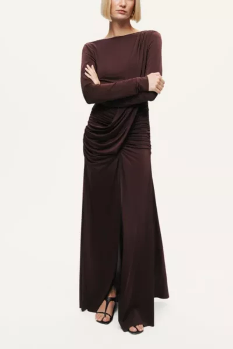 Nocturne Asymmetric Draped Open-Back Dress