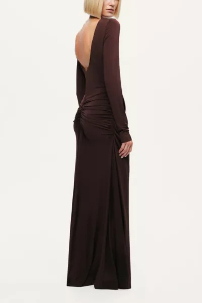 Nocturne Asymmetric Draped Open-Back Dress