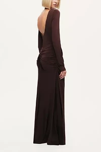 Nocturne Asymmetric Draped Open-Back Dress
