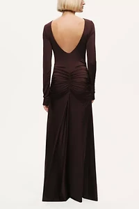 Nocturne Asymmetric Draped Open-Back Dress