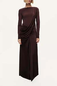 Nocturne Asymmetric Draped Open-Back Dress