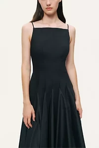 Nocturne Square-Neck Pleated Midi Dress